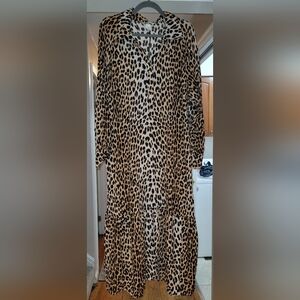 H&M Womens Boho Long Cheetah Print Dress XL